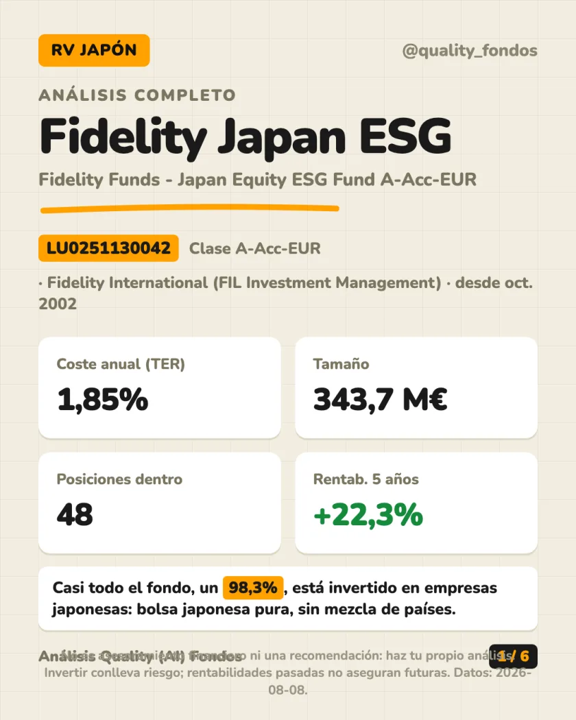 Resumen en 30 segundos del análisis de Fidelity Funds - Japan Equity ESG Fund A-Acc-EUR