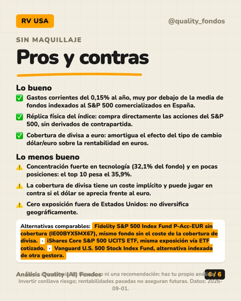 Costes y fiscalidad del análisis de Fidelity S&P 500 Index Fund Clase P-Acc-EUR (Hedged)