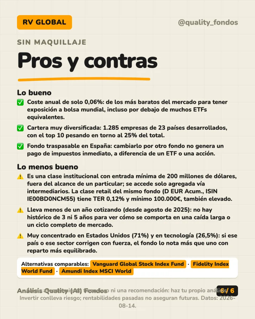 Costes y fiscalidad del análisis de iShares Developed World Index Fund (IE) Clase S Acc EUR